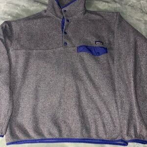 Patagonia Gray and Teal Synchilla Pullover